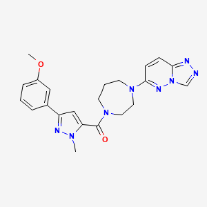 molecular formula C22H24N8O2 B2977978 (4-([1,2,4]三唑并[4,3-b]哒嗪-6-基)-1,4-二氮杂环-1-基)(3-(3-甲氧基苯基)-1-甲基-1H-吡唑-5-基)甲酮 CAS No. 2319640-60-1