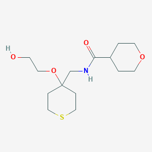 molecular formula C14H25NO4S B2977987 N-((4-(2-羟乙氧基)四氢-2H-硫代吡喃-4-基)甲基)四氢-2H-吡喃-4-甲酰胺 CAS No. 2176124-78-8