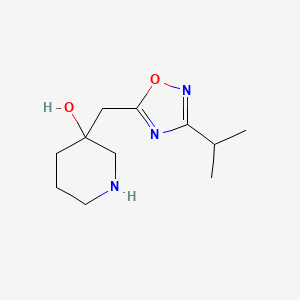 molecular formula C11H19N3O2 B2977992 3-((3-Isopropyl-1,2,4-oxadiazol-5-yl)methyl)piperidin-3-ol CAS No. 2092808-13-2