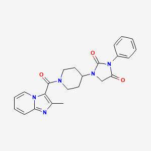 molecular formula C23H23N5O3 B2978007 1-(1-(2-Methylimidazo[1,2-a]pyridine-3-carbonyl)piperidin-4-yl)-3-phenylimidazolidine-2,4-dione CAS No. 2034283-98-0