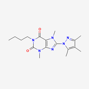 molecular formula C17H24N6O2 B2978011 1-butyl-3,7-dimethyl-8-(3,4,5-trimethyl-1H-pyrazol-1-yl)-1H-purine-2,6(3H,7H)-dione CAS No. 1014052-30-2