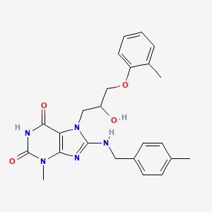 molecular formula C24H27N5O4 B2978012 7-(2-hydroxy-3-(o-tolyloxy)propyl)-3-methyl-8-((4-methylbenzyl)amino)-1H-purine-2,6(3H,7H)-dione CAS No. 313469-94-2