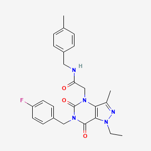 B2978014 2-(1-ethyl-6-(4-fluorobenzyl)-3-methyl-5,7-dioxo-6,7-dihydro-1H-pyrazolo[4,3-d]pyrimidin-4(5H)-yl)-N-(4-methylbenzyl)acetamide CAS No. 1357705-04-4