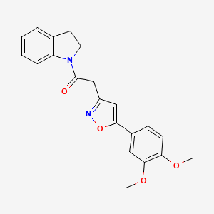molecular formula C22H22N2O4 B2978022 2-(5-(3,4-Dimethoxyphenyl)isoxazol-3-yl)-1-(2-methylindolin-1-yl)ethanone CAS No. 952961-73-8