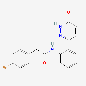 molecular formula C18H14BrN3O2 B2978025 2-(4-bromophenyl)-N-(2-(6-oxo-1,6-dihydropyridazin-3-yl)phenyl)acetamide CAS No. 1428372-59-1