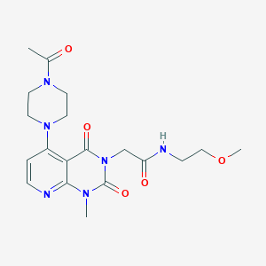 molecular formula C19H26N6O5 B2978026 2-(5-(4-acetylpiperazin-1-yl)-1-methyl-2,4-dioxo-1,2-dihydropyrido[2,3-d]pyrimidin-3(4H)-yl)-N-(2-methoxyethyl)acetamide CAS No. 1021026-20-9