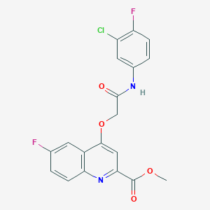 molecular formula C19H13ClF2N2O4 B2978043 Methyl 4-(2-((3-chloro-4-fluorophenyl)amino)-2-oxoethoxy)-6-fluoroquinoline-2-carboxylate CAS No. 1358495-93-8