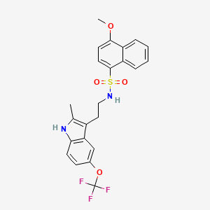 molecular formula C23H21F3N2O4S B2978056 4-methoxy-N-{2-[2-methyl-5-(trifluoromethoxy)-1H-indol-3-yl]ethyl}naphthalene-1-sulfonamide CAS No. 2361828-02-4