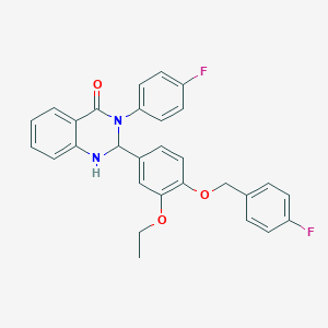 molecular formula C29H24F2N2O3 B297806 2-{3-ethoxy-4-[(4-fluorobenzyl)oxy]phenyl}-3-(4-fluorophenyl)-2,3-dihydroquinazolin-4(1H)-one 