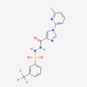 molecular formula C17H14F3N5O3S B2978060 N'-{[1-(6-methyl-2-pyridinyl)-1H-imidazol-4-yl]carbonyl}-3-(trifluoromethyl)benzenesulfonohydrazide CAS No. 478257-76-0