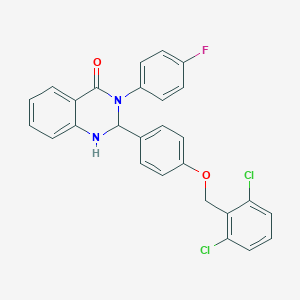 molecular formula C27H19Cl2FN2O2 B297807 2-{4-[(2,6-dichlorobenzyl)oxy]phenyl}-3-(4-fluorophenyl)-2,3-dihydroquinazolin-4(1H)-one 
