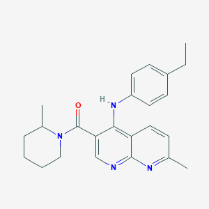 molecular formula C24H28N4O B2978076 (4-((4-Ethylphenyl)amino)-7-methyl-1,8-naphthyridin-3-yl)(2-methylpiperidin-1-yl)methanone CAS No. 1251610-42-0