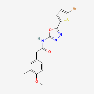 molecular formula C16H14BrN3O3S B2978079 N-[5-(5-bromothiophen-2-yl)-1,3,4-oxadiazol-2-yl]-2-(4-methoxy-3-methylphenyl)acetamide CAS No. 1021071-18-0