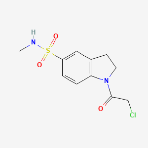 molecular formula C11H13ClN2O3S B2978085 1-(2-Chloroacetyl)-N-methyl-2,3-dihydroindole-5-sulfonamide CAS No. 2411199-39-6