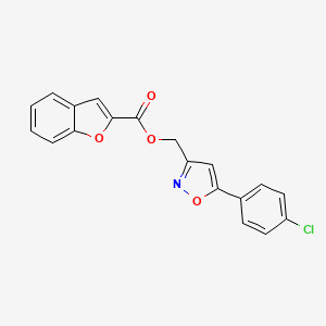 molecular formula C19H12ClNO4 B2978092 (5-(4-Chlorophenyl)isoxazol-3-yl)methyl benzofuran-2-carboxylate CAS No. 953016-72-3