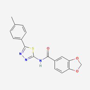 molecular formula C17H13N3O3S B2978101 N-(5-(对甲苯基)-1,3,4-噻二唑-2-基)苯并[d][1,3]二氧杂环-5-甲酰胺 CAS No. 476462-02-9