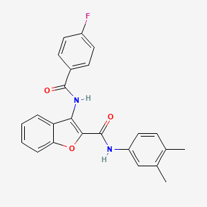 molecular formula C24H19FN2O3 B2978111 N-(3,4-二甲基苯基)-3-(4-氟苯甲酰胺)苯并呋喃-2-羧酰胺 CAS No. 888457-77-0