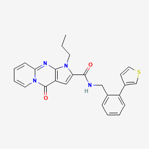 molecular formula C25H22N4O2S B2978118 4-oxo-1-propyl-N-(2-(thiophen-3-yl)benzyl)-1,4-dihydropyrido[1,2-a]pyrrolo[2,3-d]pyrimidine-2-carboxamide CAS No. 1797637-89-8