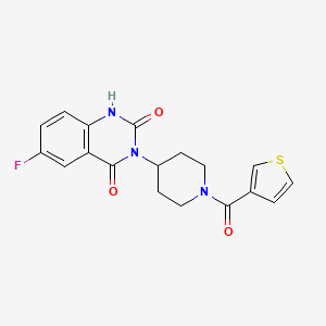 molecular formula C18H16FN3O3S B2978123 6-氟-3-(1-(噻吩-3-羰基)哌啶-4-基)喹喔啉-2,4(1H,3H)-二酮 CAS No. 2034452-34-9