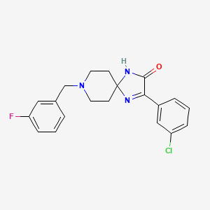 molecular formula C20H19ClFN3O B2978124 3-(3-Chlorophenyl)-8-(3-fluorobenzyl)-1,4,8-triazaspiro[4.5]dec-3-en-2-one CAS No. 1189926-18-8