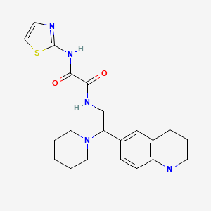 molecular formula C22H29N5O2S B2978128 N1-(2-(1-methyl-1,2,3,4-tetrahydroquinolin-6-yl)-2-(piperidin-1-yl)ethyl)-N2-(thiazol-2-yl)oxalamide CAS No. 922096-67-1