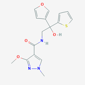 molecular formula C16H17N3O4S B2978131 N-(2-(furan-3-yl)-2-hydroxy-2-(thiophen-2-yl)ethyl)-3-methoxy-1-methyl-1H-pyrazole-4-carboxamide CAS No. 2034634-07-4