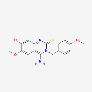 molecular formula C18H19N3O3S B2978135 4-氨基-6,7-二甲氧基-3-[(4-甲氧苯基)甲基]喹唑啉-2-硫酮 CAS No. 439096-59-0