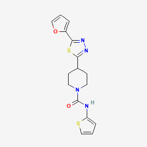 molecular formula C16H16N4O2S2 B2978146 4-(5-(furan-2-yl)-1,3,4-thiadiazol-2-yl)-N-(thiophen-2-yl)piperidine-1-carboxamide CAS No. 1171700-62-1