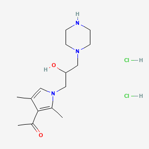 molecular formula C15H27Cl2N3O2 B2978152 1-[1-(2-Hydroxy-3-piperazin-1-yl-propyl)-2,4-dimethyl-1h-pyrrol-3-yl]-ethanone dihydrochloride CAS No. 1185294-24-9