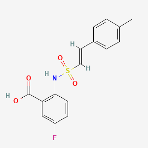 molecular formula C16H14FNO4S B2978157 5-fluoro-2-[[(E)-2-(4-methylphenyl)ethenyl]sulfonylamino]benzoic acid CAS No. 1259230-53-9