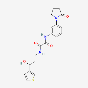 molecular formula C19H21N3O4S B2978167 N1-(3-羟基-3-(噻吩-3-基)丙基)-N2-(3-(2-氧代吡咯烷-1-基)苯基)草酰胺 CAS No. 2034313-91-0