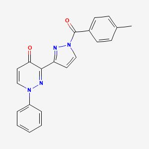 molecular formula C21H16N4O2 B2978168 3-[1-(4-methylbenzoyl)-1H-pyrazol-3-yl]-1-phenyl-4(1H)-pyridazinone CAS No. 318497-97-1