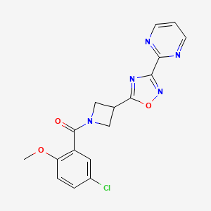 molecular formula C17H14ClN5O3 B2978177 (5-氯-2-甲氧基苯基)(3-(3-(嘧啶-2-基)-1,2,4-恶二唑-5-基)氮杂环丁-1-基)甲苯酮 CAS No. 1323658-00-9