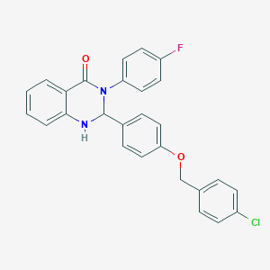 molecular formula C27H20ClFN2O2 B297818 2-{4-[(4-chlorobenzyl)oxy]phenyl}-3-(4-fluorophenyl)-2,3-dihydroquinazolin-4(1H)-one 