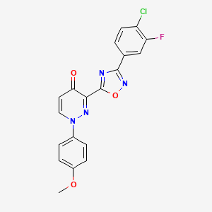 molecular formula C19H12ClFN4O3 B2978193 5-[1-环戊基-4-(4-甲基苯基)-1H-咪唑-5-基]-N-(2-甲基苄基)-2-呋喃酰胺 CAS No. 1112374-12-5