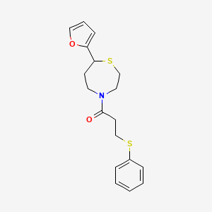 molecular formula C18H21NO2S2 B2978203 1-(7-(呋喃-2-基)-1,4-噻氮杂环-4-基)-3-(苯硫基)丙烷-1-酮 CAS No. 1795303-53-5