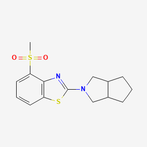 molecular formula C15H18N2O2S2 B2978206 2-(3,3a,4,5,6,6a-Hexahydro-1H-cyclopenta[c]pyrrol-2-yl)-4-methylsulfonyl-1,3-benzothiazole CAS No. 2415470-37-8