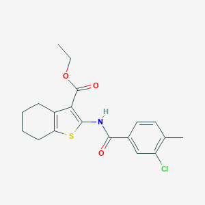 molecular formula C19H20ClNO3S B297821 Ethyl 2-[(3-chloro-4-methylbenzoyl)amino]-4,5,6,7-tetrahydro-1-benzothiophene-3-carboxylate 