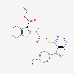 Ethyl 2-(2-((5-(4-methoxyphenyl)thieno[2,3-d]pyrimidin-4-yl)thio)acetamido)-4,5,6,7-tetrahydrobenzo[b]thiophene-3-carboxylate