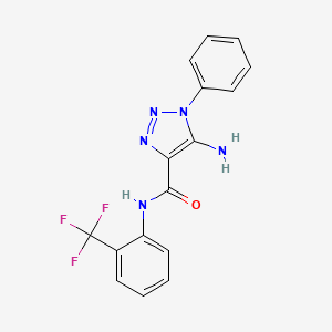 molecular formula C16H12F3N5O B2978246 5-amino-1-phenyl-N-(2-(trifluoromethyl)phenyl)-1H-1,2,3-triazole-4-carboxamide CAS No. 950242-81-6