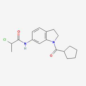 2-Chloro-N-[1-(cyclopentanecarbonyl)-2,3-dihydroindol-6-yl]propanamide