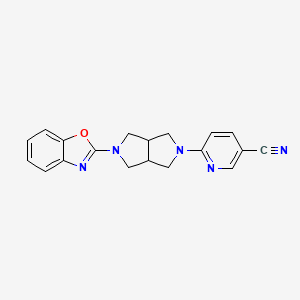 molecular formula C19H17N5O B2978249 6-[5-(1,3-苯并恶唑-2-基)-1,3,3a,4,6,6a-六氢吡咯并[3,4-c]吡咯-2-基]吡啶-3-腈 CAS No. 2415569-98-9