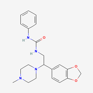 molecular formula C21H26N4O3 B2978256 1-(2-(Benzo[d][1,3]dioxol-5-yl)-2-(4-methylpiperazin-1-yl)ethyl)-3-phenylurea CAS No. 896335-25-4