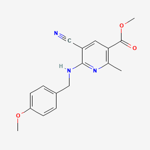 molecular formula C17H17N3O3 B2978257 Methyl 5-cyano-6-[(4-methoxybenzyl)amino]-2-methylnicotinate CAS No. 890094-30-1