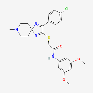 molecular formula C24H27ClN4O3S B2978262 2-((3-(4-chlorophenyl)-8-methyl-1,4,8-triazaspiro[4.5]deca-1,3-dien-2-yl)thio)-N-(3,5-dimethoxyphenyl)acetamide CAS No. 1189719-79-6