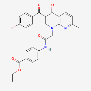 molecular formula C27H22FN3O5 B2978266 ethyl 4-({[3-(4-fluorobenzoyl)-7-methyl-4-oxo-1,8-naphthyridin-1(4H)-yl]acetyl}amino)benzoate CAS No. 894883-89-7