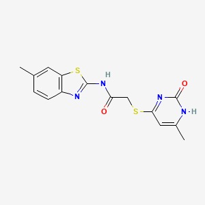 molecular formula C15H14N4O2S2 B2978268 2-((6-甲基-2-氧代-1,2-二氢嘧啶-4-基)硫代)-N-(6-甲基苯并[d]噻唑-2-基)乙酰胺 CAS No. 905693-61-0