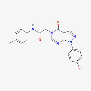 molecular formula C20H16FN5O2 B2978273 2-[1-(4-fluorophenyl)-4-oxopyrazolo[3,4-d]pyrimidin-5-yl]-N-(4-methylphenyl)acetamide CAS No. 852450-28-3