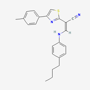 molecular formula C23H23N3S B2978278 (Z)-3-((4-butylphenyl)amino)-2-(4-(p-tolyl)thiazol-2-yl)acrylonitrile CAS No. 683256-36-2