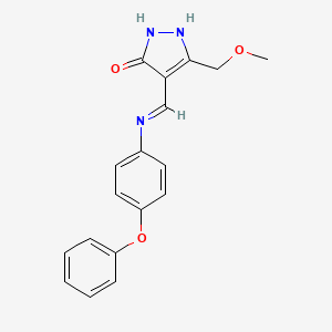 molecular formula C18H17N3O3 B2978282 5-(甲氧基甲基)-4-[(4-苯氧基苯胺基)甲亚)-2,4-二氢-3H-吡唑-3-酮 CAS No. 477851-00-6